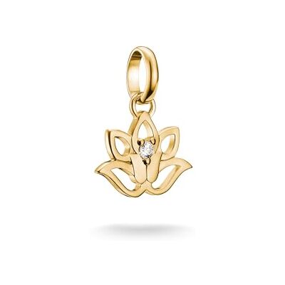 THOMAS SABO Charm-Anhänger Lotusblüte mit Stein Connect vergoldet 18k Vergoldung, Recyceltes 925 Silber THOMAS SABO Charm-Anhänger Lotusblüte mit Stein Connect vergoldet 18k Vergoldung, Recyceltes 925 Silber