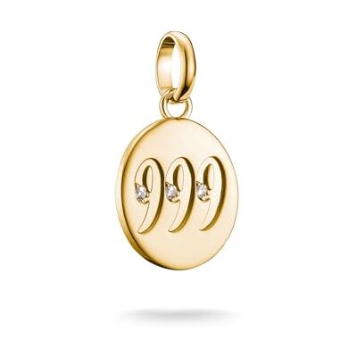THOMAS SABO Charm-Anhänger Engelzahl 999 mit Steinen Connect vergoldet 18k Vergoldung, Recyceltes 925 Silber THOMAS SABO Charm-Anhänger Engelzahl 999 mit Steinen Connect vergoldet 18k Vergoldung, Recyceltes 925 Silber
