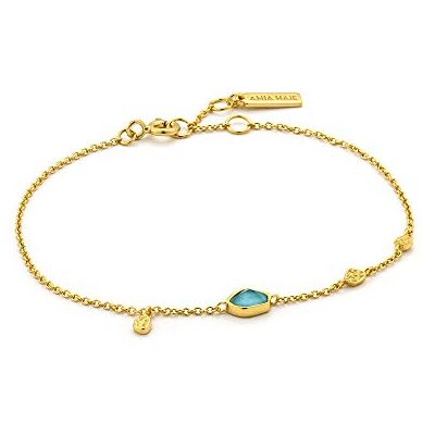 ANIA HAIE Damen Armband MINERAL GLOW Turquoise Discs aus 925 Sterling Silber 14k vergoldet, drei Goldplättchen, ein Türkis Anhänger, Länge 16,5cm + 2cm Verlängerung, inkl. Geschenkverpackung ANIA HAIE Damen Armband MINERAL GLOW Turquoise Discs aus 925 Sterling Silber 14k vergoldet, drei Goldplättchen, ein Türkis Anhänger, Länge 16,5cm + 2cm Verlängerung, inkl. Geschenkverpackung