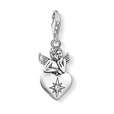 THOMAS SABO Charm-Anhänger Schutzengel mit Herz silber 925 Sterlingsilber, Geschwärzt THOMAS SABO Charm-Anhänger Schutzengel mit Herz silber 925 Sterlingsilber, Geschwärzt