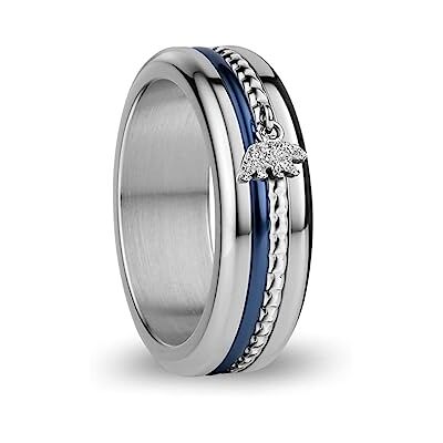 BERING Austauschbar Ringkombination für Damen in Silber & Blau mit einzigartigem Twist- & Change System, Seine BERING Austauschbar Ringkombination für Damen in Silber & Blau mit einzigartigem Twist- & Change System, Seine