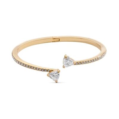 Swarovski Mesmera Armreif, Vergoldeter Damenarmreif mit Zwei Weißen Zirkonia-Herzen und Wonderclick-Verschluss, Armbandlänge: 15.1 cm, Armbandbreite: 1.8 cm Swarovski Mesmera Armreif, Vergoldeter Damenarmreif mit Zwei Weißen Zirkonia-Herzen und Wonderclick-Verschluss, Armbandlänge: 15.1 cm, Armbandbreite: 1.8 cm