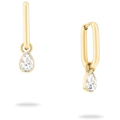 Echtzeit Creole Like Diamonds 2,2 cm, gold Edelstahl-Ohrring mit 14K Vergoldung funkelnder Zirkonia-Tropfen abnehmbarer Anhänger wasserfest & hautfreundlich Echtzeit Creole Like Diamonds 2,2 cm, gold Edelstahl-Ohrring mit 14K Vergoldung funkelnder Zirkonia-Tropfen abnehmbarer Anhänger wasserfest & hautfreundlich