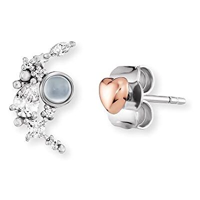 Engelsrufer Damen Ohrstecker Herz und Mondstein aus Sterling Silber Bicolor besetzt mit 7 Zirkonia Steinen Steckverschluss nickelfrei 7,5mm Engelsrufer Damen Ohrstecker Herz und Mondstein aus Sterling Silber Bicolor besetzt mit 7 Zirkonia Steinen Steckverschluss nickelfrei 7,5mm