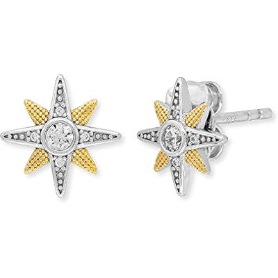 Engelsrufer Damen Ohrstecker Bicolor Stern Symbol aus Sterling Silber in silber und gold besetzt mit 10 Zirkonia Steinen Steckverschluss nickelfrei Engelsrufer Damen Ohrstecker Bicolor Stern Symbol aus Sterling Silber in silber und gold besetzt mit 10 Zirkonia Steinen Steckverschluss nickelfrei