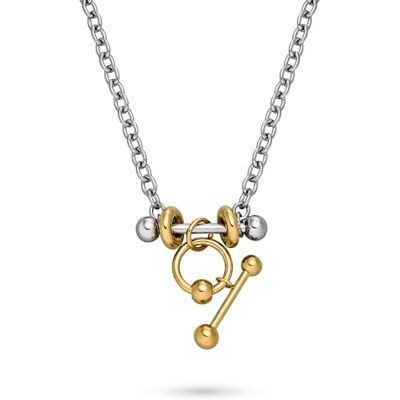 LIEBESKIND BERLIN Necklace Halskette aus Edelstahl Bicolor Silber/IP Gold Ankerkette verstellbar bis 45 cm wasserfest & hautfreundlich LIEBESKIND BERLIN Necklace Halskette aus Edelstahl Bicolor Silber/IP Gold Ankerkette verstellbar bis 45 cm wasserfest & hautfreundlich