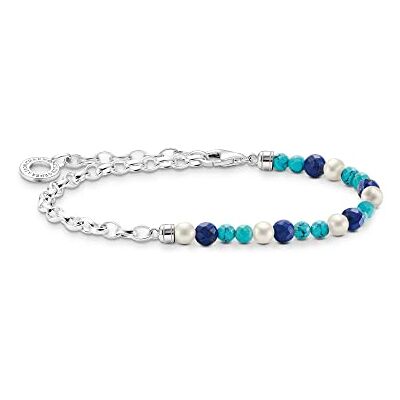 THOMAS SABO Armband mit blauen Steinen und Perlen 925 Sterlingsilber THOMAS SABO Armband mit blauen Steinen und Perlen 925 Sterlingsilber