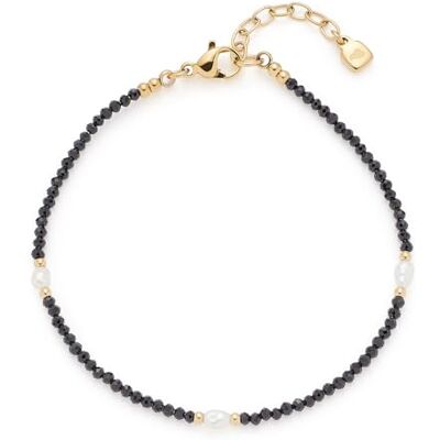 JEWELS BY LEONARDO Armband Ciao Nola • Arm-Schmuck aus goldfarbenem Edelstahl • schwarzen Glasschliffperlen druchbrochen von weißen Imitationsperlen • 18,5-21 cm Länge • Schmuck Geschenk • 025724 JEWELS BY LEONARDO Armband Ciao Nola • Arm-Schmuck aus goldfarbenem Edelstahl • schwarzen Glasschliffperlen druchbrochen von weißen Imitationsperlen • 18,5-21 cm Länge • Schmuck Geschenk • 025724