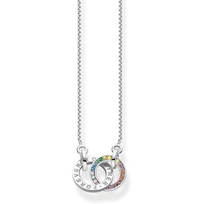 THOMAS SABO Kette Together mit zwei Ringen bunten Steinen Silber geschwärzt 925 Sterlingsilber, Geschwärzt THOMAS SABO Kette Together mit zwei Ringen bunten Steinen Silber geschwärzt 925 Sterlingsilber, Geschwärzt