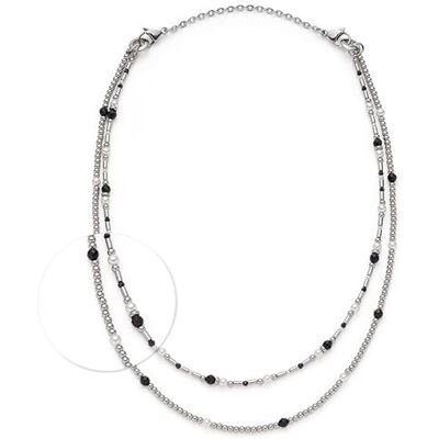 JEWELS BY LEONARDO Halskette Sabine • Hals-Schmuck aus silberfarbenem Edelstahl • silberne Elemente mit Perlen in schwarz-weiß • 50-82 cm Länge • Schmuck Geschenk für Frauen • 024912 JEWELS BY LEONARDO Halskette Sabine • Hals-Schmuck aus silberfarbenem Edelstahl • silberne Elemente mit Perlen in schwarz-weiß • 50-82 cm Länge • Schmuck Geschenk für Frauen • 024912