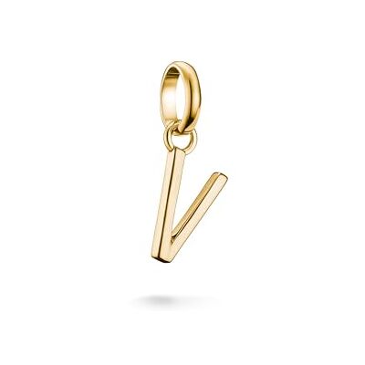 THOMAS SABO Charm Club Connect Charm-Anhänger Buchstabe V 18k Vergoldung Recyceltes 925 Silber CC1228-413-39 THOMAS SABO Charm Club Connect Charm-Anhänger Buchstabe V 18k Vergoldung Recyceltes 925 Silber CC1228-413-39