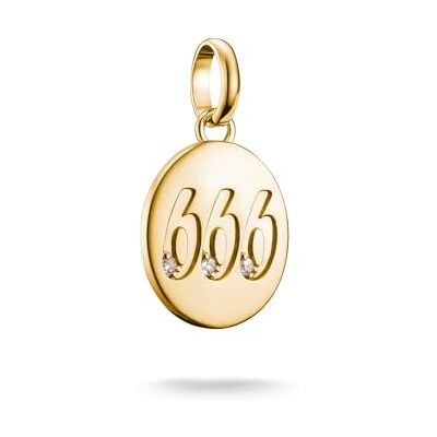 THOMAS SABO Charm-Anhänger Engelzahl 666 mit Steinen Connect vergoldet 18k Vergoldung, Recyceltes 925 Silber THOMAS SABO Charm-Anhänger Engelzahl 666 mit Steinen Connect vergoldet 18k Vergoldung, Recyceltes 925 Silber
