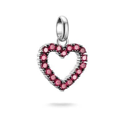 THOMAS SABO Charm-Anhänger Herz mit roten Steinen Connect Silber Recyceltes 925 Silber, Geschw. THOMAS SABO Charm-Anhänger Herz mit roten Steinen Connect Silber Recyceltes 925 Silber, Geschw.