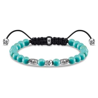 THOMAS SABO Armband türkis Totenkopf 925 Sterlingsilber, Geschwärzt, Nylon THOMAS SABO Armband türkis Totenkopf 925 Sterlingsilber, Geschwärzt, Nylon