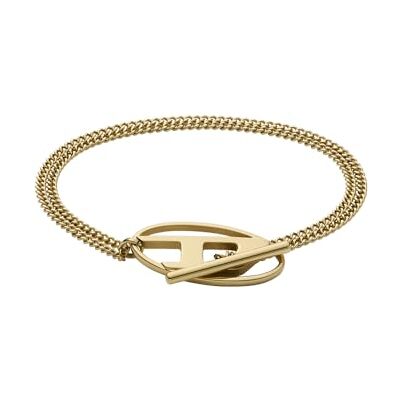 Diesel Herren-Armband aus Edelstahl mit Knebelverschluss, Blasses Gold Diesel Herren-Armband aus Edelstahl mit Knebelverschluss, Blasses Gold