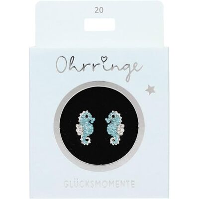 Depesche 13914.020 Glitzer Stecker-Ohrringe in Silber, mit Seepferdchen Motiv und Glitzersteinen, als kleines Geschenk Depesche 13914.020 Glitzer Stecker-Ohrringe in Silber, mit Seepferdchen Motiv und Glitzersteinen, als kleines Geschenk