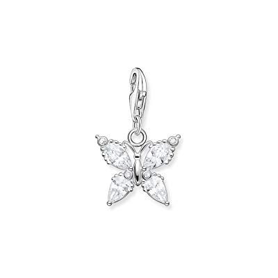 THOMAS SABO Damen Charm-Anhänger Schmetterling weiße Steine Charm Club 925 Sterlingsilber 1862-051-14 THOMAS SABO Damen Charm-Anhänger Schmetterling weiße Steine Charm Club 925 Sterlingsilber 1862-051-14