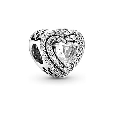 PANDORA Timeless Funkelndes erhabenes Herz Charm aus Sterling Silber mit Zirkonia Steinchen kompatibel Moments Armbänder 799218C01 PANDORA Timeless Funkelndes erhabenes Herz Charm aus Sterling Silber mit Zirkonia Steinchen kompatibel Moments Armbänder 799218C01