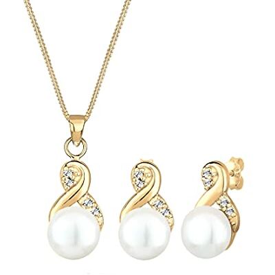 Elli Damen Infinity mit Süßwasserperlen und Kristalle in 925 Sterling Silber Elli Damen Infinity mit Süßwasserperlen und Kristalle in 925 Sterling Silber