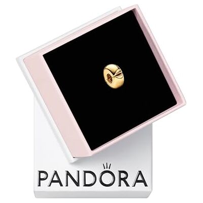 PANDORA Moments Rundes Clip-Charm aus Sterling Silber mit vergoldeter Metalllegierung, Kompatibel Moments, 763678C00 PANDORA Moments Rundes Clip-Charm aus Sterling Silber mit vergoldeter Metalllegierung, Kompatibel Moments, 763678C00