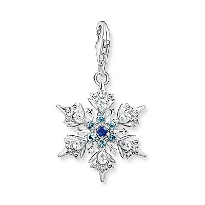 THOMAS SABO Charm-Anhänger Schneeflocke mit blauen Steinen silber 925 Sterlingsilber, Geschwärzt THOMAS SABO Charm-Anhänger Schneeflocke mit blauen Steinen silber 925 Sterlingsilber, Geschwärzt