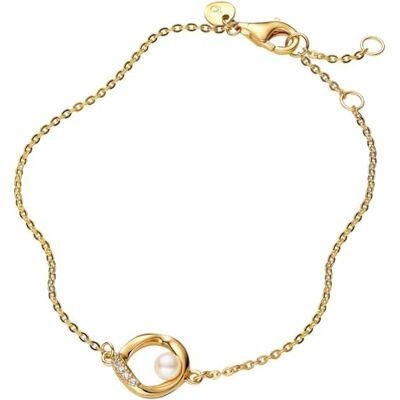 PANDORA Organisch Geformter Pavé Kreis & Behandelte Süßwasserzuchtperle Armband mit 14 Karat Vergoldung, verziert mit Cubic Zirkonia, aus der Essence Kollektion, Länge: 20 cm, 563830C01-20 PANDORA Organisch Geformter Pavé Kreis & Behandelte Süßwasserzuchtperle Armband mit 14 Karat Vergoldung, verziert mit Cubic Zirkonia, aus der Essence Kollektion, Länge: 20 cm, 563830C01-20