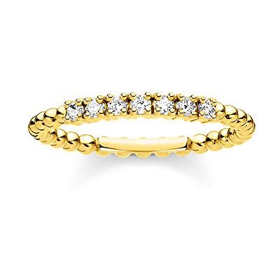 THOMAS SABO Ring Kugeln mit weißen Steinen gold 925 Sterlingsilber, 750 Gelbgold Vergoldung THOMAS SABO Ring Kugeln mit weißen Steinen gold 925 Sterlingsilber, 750 Gelbgold Vergoldung
