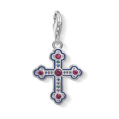 THOMAS SABO Charm-Anhänger viktorianisches Kreuz 925er Sterlingsilber, Geschwärzt, Dunkelblau Emailliert, Nylon THOMAS SABO Charm-Anhänger viktorianisches Kreuz 925er Sterlingsilber, Geschwärzt, Dunkelblau Emailliert, Nylon