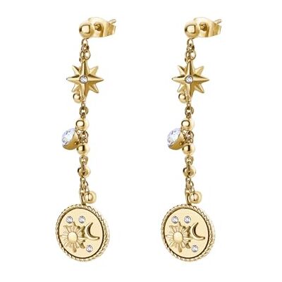 Brosway Ohrringe Chakra für Damen aus Edelstahl und Kristallglas in der Farbe Gold, Länge: 50 mm, BHKE147 Brosway Ohrringe Chakra für Damen aus Edelstahl und Kristallglas in der Farbe Gold, Länge: 50 mm, BHKE147