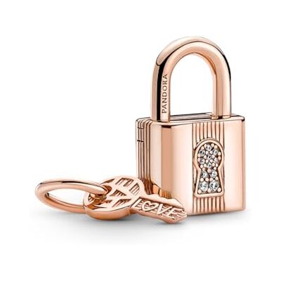 PANDORA ROSE Charm-Anhänger "Vorhängeschloss mit Schlüssel" Silber, 14k rosévergoldet, Zirkonia 780088C01 PANDORA ROSE Charm-Anhänger "Vorhängeschloss mit Schlüssel" Silber, 14k rosévergoldet, Zirkonia 780088C01