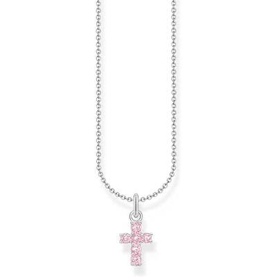 THOMAS SABO Kette mit rosafarbenem Kreuz-Anhänger 925 Sterlingsilber KE2226-051-9 THOMAS SABO Kette mit rosafarbenem Kreuz-Anhänger 925 Sterlingsilber KE2226-051-9
