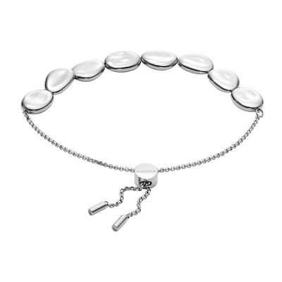 Skagen Bracelet de perles à pampilles Anja Pebble en acier inoxydable argenté, pour femme, SKJ1832040 Skagen Bracelet de perles à pampilles Anja Pebble en acier inoxydable argenté, pour femme, SKJ1832040