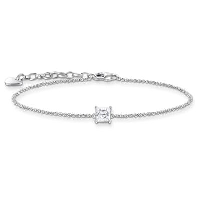 THOMAS SABO Armband mit Stein-Anhänger in Weiß Recyceltes 925 Silber, 16-19 cm, A2158-051-14-L19V THOMAS SABO Armband mit Stein-Anhänger in Weiß Recyceltes 925 Silber, 16-19 cm, A2158-051-14-L19V
