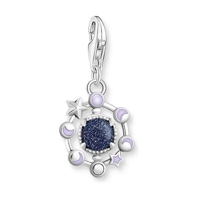 THOMAS SABO Charm-Anhänger Mondphasen mit imitiertem Sandstein Silber geschwärzt 925 Sterlingsilber, Geschwärzt, Kaltemail THOMAS SABO Charm-Anhänger Mondphasen mit imitiertem Sandstein Silber geschwärzt 925 Sterlingsilber, Geschwärzt, Kaltemail