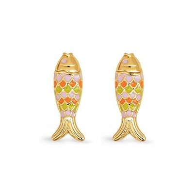 SINGULARU Fish Color Ohrringe. Messing mit 18 Kt Vergoldeter Beschichtung und Emaille. Schmuck für Damen. SINGULARU Fish Color Ohrringe. Messing mit 18 Kt Vergoldeter Beschichtung und Emaille. Schmuck für Damen.