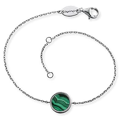 Engelsrufer Damen Armband aus Sterling Silber und Malachit Kraftstein Anhänger, Karabinerverschluss, in zwei Längen verstellbar, nickelfrei, ERB-LILGEM-ML Engelsrufer Damen Armband aus Sterling Silber und Malachit Kraftstein Anhänger, Karabinerverschluss, in zwei Längen verstellbar, nickelfrei, ERB-LILGEM-ML