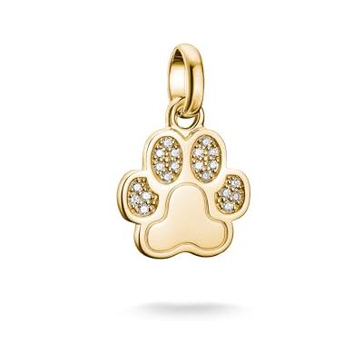 THOMAS SABO Charm-Anhänger Pfote mit Steinen Connect vergoldet 18k Vergoldung, Recyceltes 925 Silber THOMAS SABO Charm-Anhänger Pfote mit Steinen Connect vergoldet 18k Vergoldung, Recyceltes 925 Silber