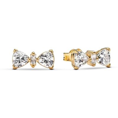PANDORA Timeless Funkelnde Schleife Ohrringe aus Sterling Silber mit vergoldeter Metalllegierung und Zirkonia, 263507C01 PANDORA Timeless Funkelnde Schleife Ohrringe aus Sterling Silber mit vergoldeter Metalllegierung und Zirkonia, 263507C01