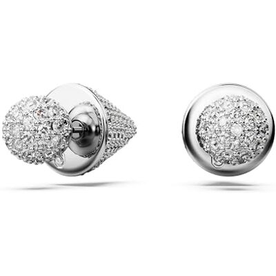 Swarovski Luna Ohrstecker, Weiße und Rhodinierte Ohrringe aus Strahlenden Kristallen Swarovski Luna Ohrstecker, Weiße und Rhodinierte Ohrringe aus Strahlenden Kristallen