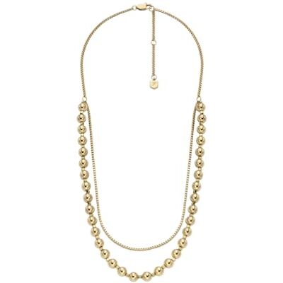 Fossil Damen-Edelstahl oder Sterlingsilber-Halskette mit Karabinerverschluss, Honig-Gold Fossil Damen-Edelstahl oder Sterlingsilber-Halskette mit Karabinerverschluss, Honig-Gold