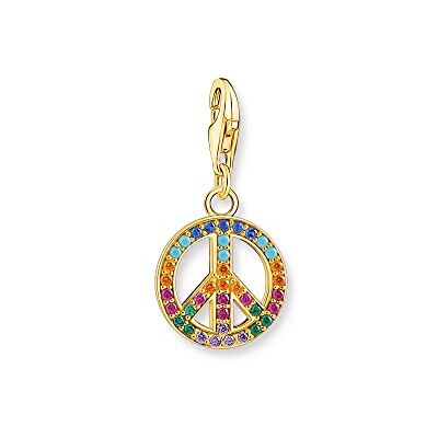 THOMAS SABO Charm-Anhänger Peace mit bunten Steinen gold 925 Sterlingsilber, 750 Gelbgold Vergoldung THOMAS SABO Charm-Anhänger Peace mit bunten Steinen gold 925 Sterlingsilber, 750 Gelbgold Vergoldung