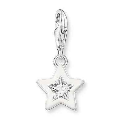 THOMAS SABO Charm-Anhänger Stern mit weiße Steinen und weißer Kaltemaille Silber 925 Sterlingsilber, Kaltemail THOMAS SABO Charm-Anhänger Stern mit weiße Steinen und weißer Kaltemaille Silber 925 Sterlingsilber, Kaltemail