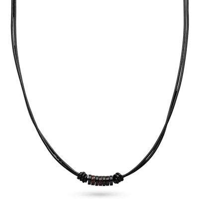 s.Oliver Herren Necklace Halskette aus Echtleder IP Schwarz Ankerkette verstellbar bis 50 cm wasserfest & hautfreundlich s.Oliver Herren Necklace Halskette aus Echtleder IP Schwarz Ankerkette verstellbar bis 50 cm wasserfest & hautfreundlich
