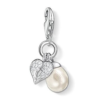 THOMAS SABO Damen Charm-Anhänger Perle mit Herz Flügel Charm Club 925 Sterling Silber 0779-082-14 THOMAS SABO Damen Charm-Anhänger Perle mit Herz Flügel Charm Club 925 Sterling Silber 0779-082-14