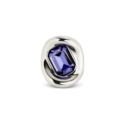 Uno de 50 Ring aus versilbertem Sterlingsilber mit violettem Kristall Uno de 50 Ring aus versilbertem Sterlingsilber mit violettem Kristall