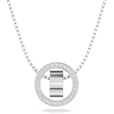 Swarovski Hollow Anhänger, Weiße und Rhodinierte Damenhalskette mit Funkelndem Anhänger in Kristallpavé Swarovski Hollow Anhänger, Weiße und Rhodinierte Damenhalskette mit Funkelndem Anhänger in Kristallpavé