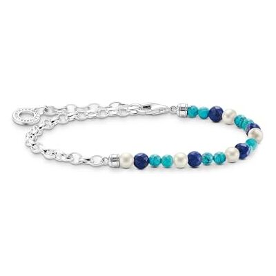 THOMAS SABO Armband mit blauen Steinen und Perlen 925 Sterlingsilber THOMAS SABO Armband mit blauen Steinen und Perlen 925 Sterlingsilber