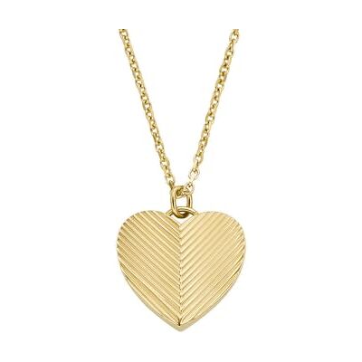 Fossil Damen goldfarbenes Edelstahlcollier mit herzförmigem Anhänger mit Karabinerverschluss, Cremiges Gold Fossil Damen goldfarbenes Edelstahlcollier mit herzförmigem Anhänger mit Karabinerverschluss, Cremiges Gold