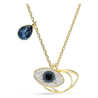 Swarovski Symbolica Halskette, Blaue Kette im Edlen Metallmix mit Böser-Blick-Anhänger und Strahlenden Kristallen Swarovski Symbolica Halskette, Blaue Kette im Edlen Metallmix mit Böser-Blick-Anhänger und Strahlenden Kristallen