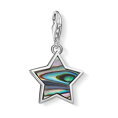 THOMAS SABO Damen Charm-Anhänger Stern Abalone Perlmutt türkis Charm Club 925 Sterling Silber 1533-509-7 THOMAS SABO Damen Charm-Anhänger Stern Abalone Perlmutt türkis Charm Club 925 Sterling Silber 1533-509-7